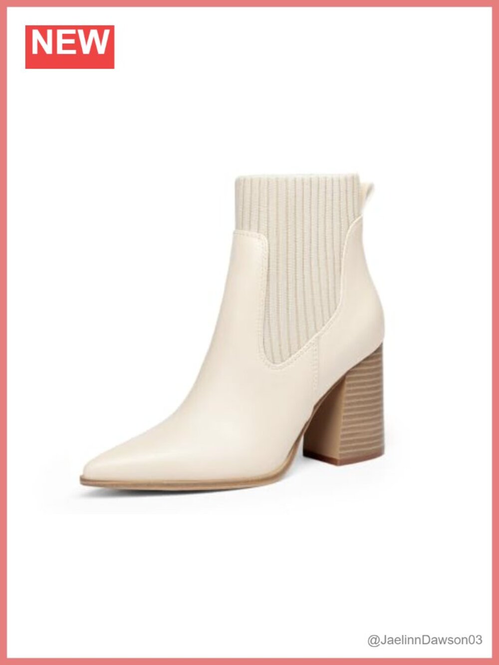 Women Ankle Boots Sock Booties Pointed Toe Chunky Stacked Heel Knit Chelsea